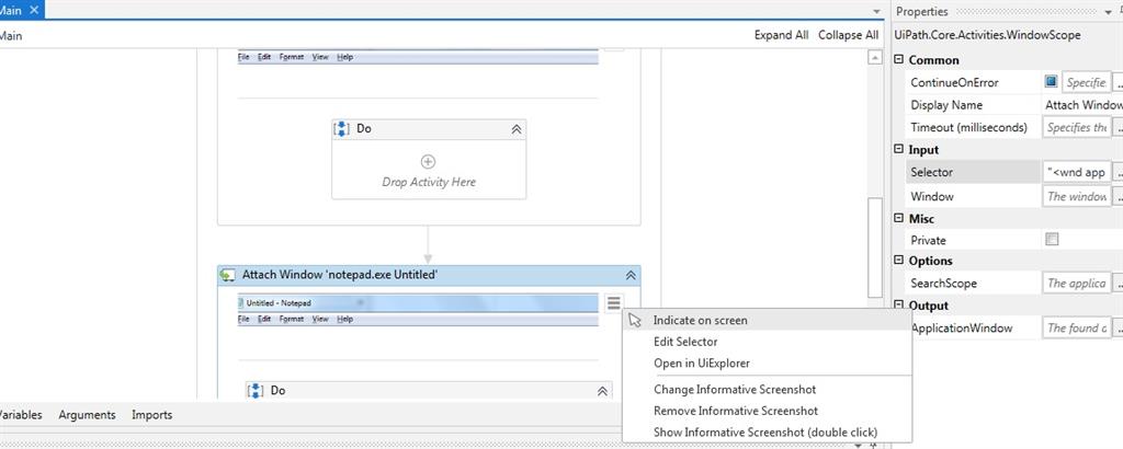 attach window indicate screen